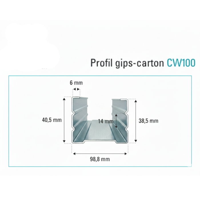 Set 12 buc, Profil Gips-Carton CW 100 0.50/4m, zincat, Montana