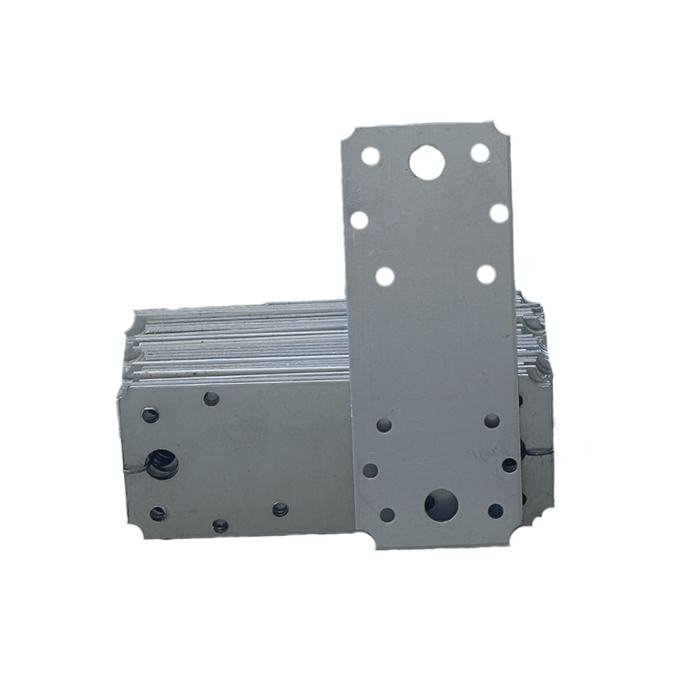 Set 10 Plăci perforate pentru îmbinare lemn, Montana, zincat, 180 x 65 mm (𝗚𝗿𝗼𝘀𝗶𝗺𝗲 𝟮𝗺𝗺 )