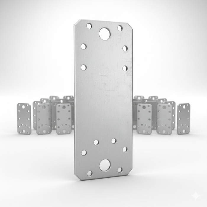Set 50 Plăci perforate pentru îmbinare lemn, Montana, zincat, 140 x 54 mm (𝗚𝗿𝗼𝘀𝗶𝗺𝗲 𝟮𝗺𝗺 )