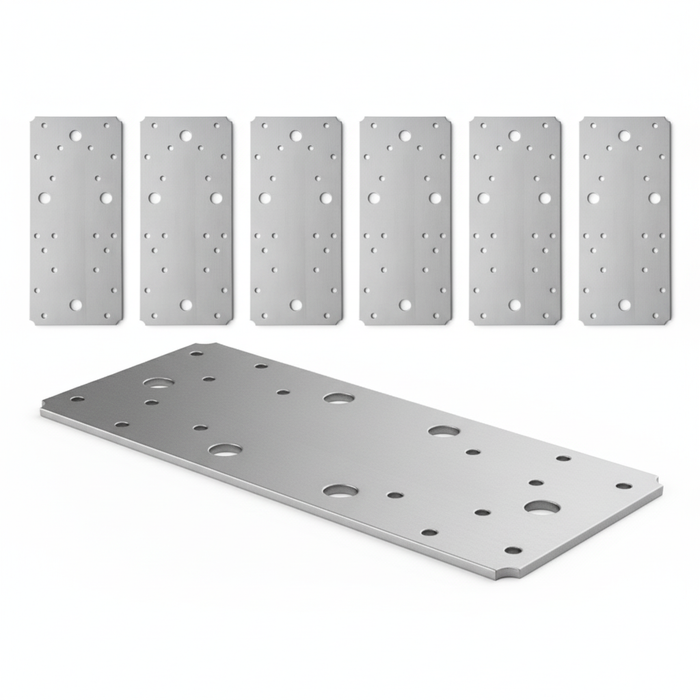Set 10 Plăci perforate pentru îmbinare lemn, Montana, zincat, 210 x 90 mm (grosime 2)