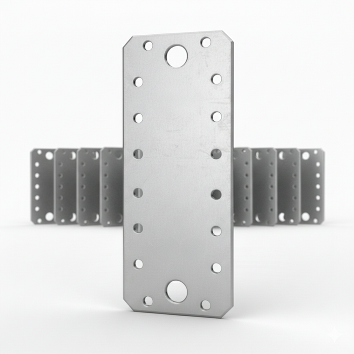 Set 50 Plăci perforate pentru îmbinare lemn, Montana, zincat, 180 x 65 mm (𝗚𝗿𝗼𝘀𝗶𝗺𝗲 𝟮𝗺𝗺 )