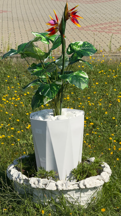 Set de plante artificiale Paradise Bird Bananier - Potrivite pentru decorul casei, biroului, decorațiunii casei de la fermă pe verandă cu flori, ghiveci și piatră