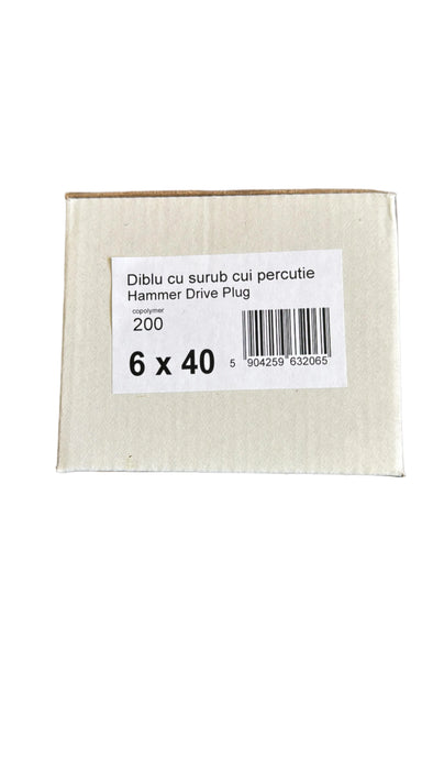 Diblu cu șurub cui Percutie Hammer Drive Plug  6X40 (200 BUC)