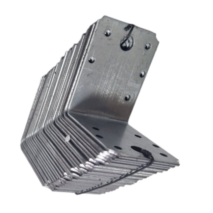 Set 50 simplu colțare perforate pentru lemn vinclu, Montana, 90 grade, zincat (𝗚𝗿𝗼𝘀𝗶𝗺𝗲 𝟮𝗺𝗺 )