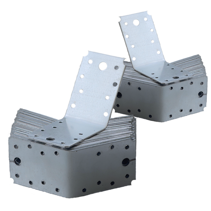 Set 250,500,1000 colțar perforat pentru lemn Vinclu, Montana, 135 grade, zincat, 90 x 90 x 65 mm (𝗚𝗿𝗼𝘀𝗶𝗺𝗲 𝟮𝗺𝗺 )