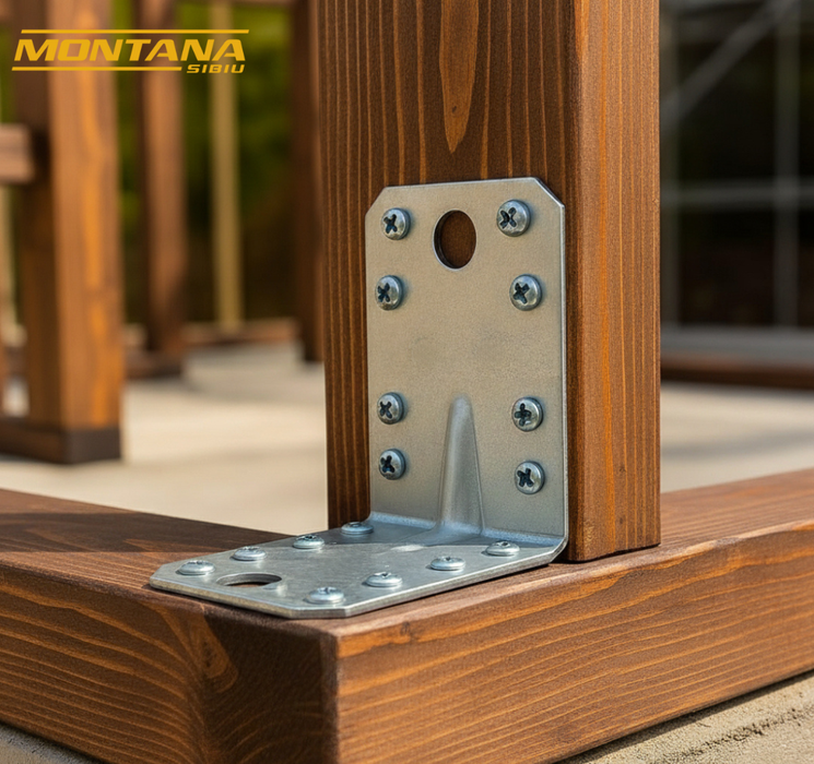 Set 10 colțare perforate pentru lemn Vinclu, 90 grade, tip 4n, zincat, 90 x 90 x 65 mm (grosime 2)