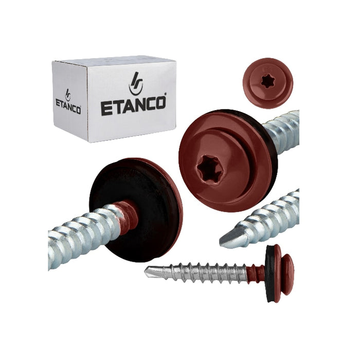 Set 250 Șuruburi autoforante pentru țiglă metalică/tablă GTF P 4,8×35 RAL 3011 P14035PH3011