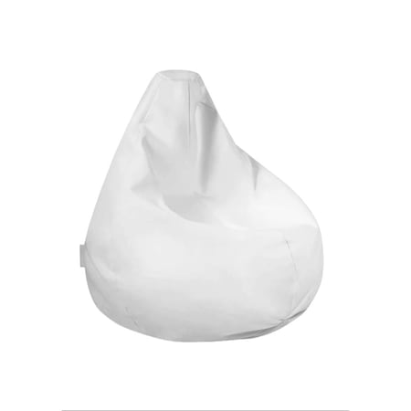Fotoliu beanbag pentru Copii, tip pară, alb, umplut cu perle din polistiren, utilizabil în interior/exterior, husă detașabilă, Bean Bag Montana
