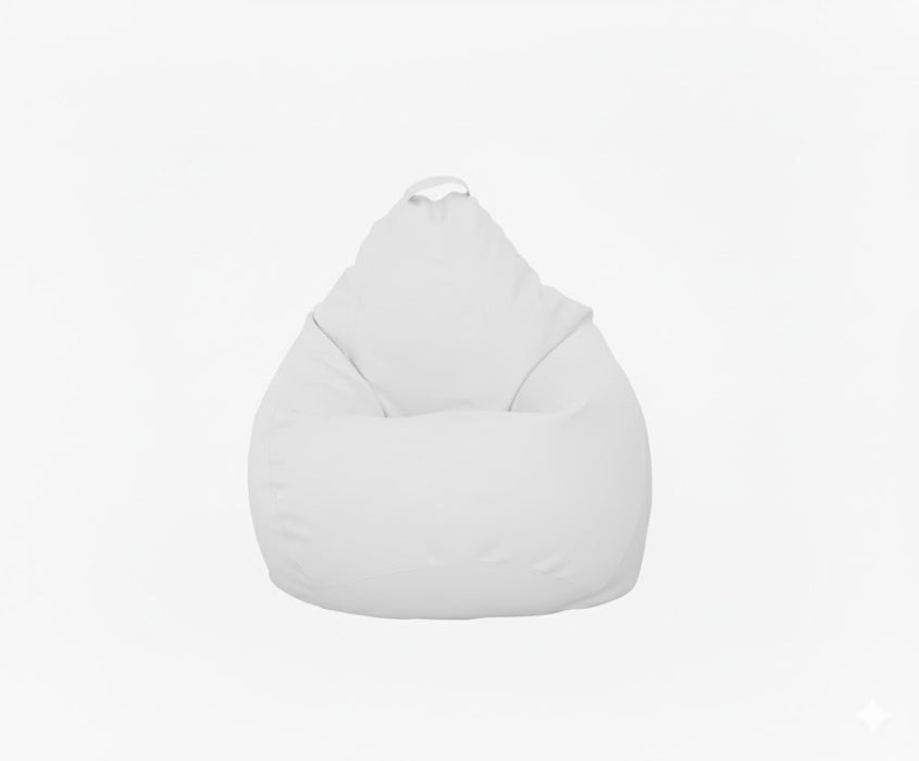 Fotoliu puf, tip pară, alb, umplut cu perle din polistiren, utilizabil în interior/exterior, husă detașabilă, Bean Bag Montana
