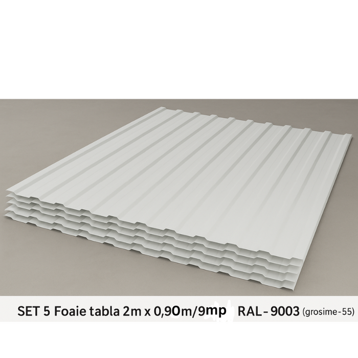 SET 5  Foaie tabla 2m x 0,90 m/9mp RAL - 9003 (grosime - 0.55)