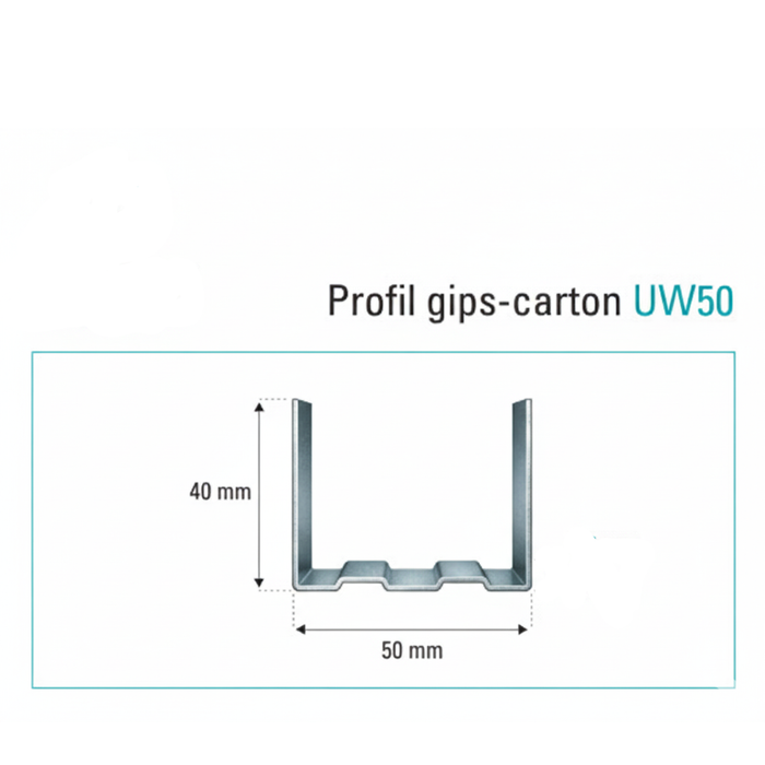Set 6 buc, Profil Gips Carton UW 50 0.46/3m, zincat, Montana