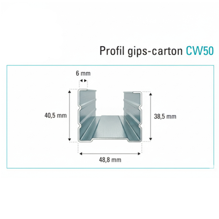Set 12 buc, Profil Gips-Carton CW 50 0.46/4m, zincat, Montana