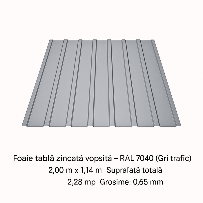 1 Foaie tabla 2m x 1,14m/2.28mp RAL-7040( Grosime=0.65m)
