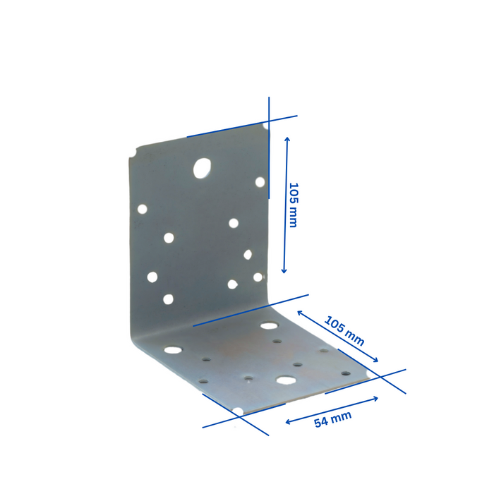 Set 10 simplu coltar perforat pentru lemn Vinclu, Montana, 90 grade, zincat, 105 x 105 x 90 mm (𝗚𝗿𝗼𝘀𝗶𝗺𝗲  𝟮𝗺𝗺 )