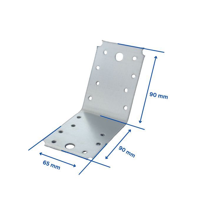 Set 50 coltar perforat pentru lemn Vinclu, Montana, 135 grade, zincat, 90 x 90 x 65 mm (𝗚𝗿𝗼𝘀𝗶𝗺𝗲  𝟮𝗺𝗺 )