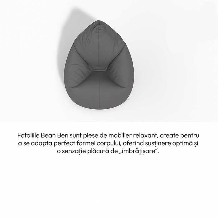 Fotoliu puf, tip pară, gri, umplut cu perle din polistiren, husă detașabilă, Bean Bag Montana