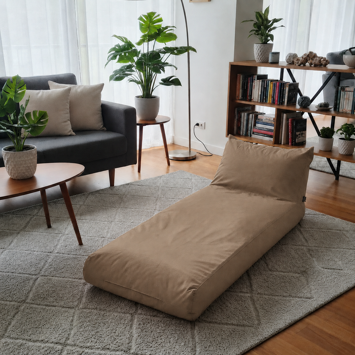 Șezlong tip Puf Portabil cu Spătar Reglabil, Ideal pentru Interior și Exterior