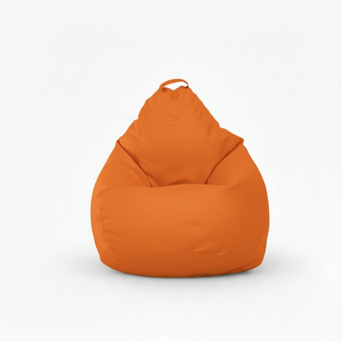 Fotoliu puf, tip pară, Portocaliu Neon, umplut cu perle din polistiren, husă detașabilă, Bean Bag Montana
