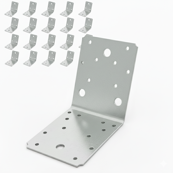 Set 10 colțare perforate pentru lemn Vinclu, Montana, 135 grade, zincat, 105 x 105 x 90 mm  (grosime 2)