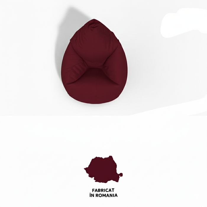 Fotoliu puf, tip pară, visiniu, umplut cu perle din polistiren, utilizabil în interior/exterior, husă detașabilă, Bean Bag Montana