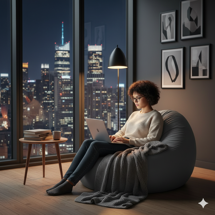 Fotoliu puf, tip pară, gri, umplut cu perle din polistiren, husă detașabilă, Bean Bag Montana