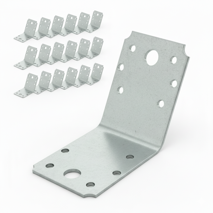 Set 10 colțare perforate pentru lemn Vinclu, Montana, 135 grade, zincat, 70 x 70 x 54 mm (grosime 2)