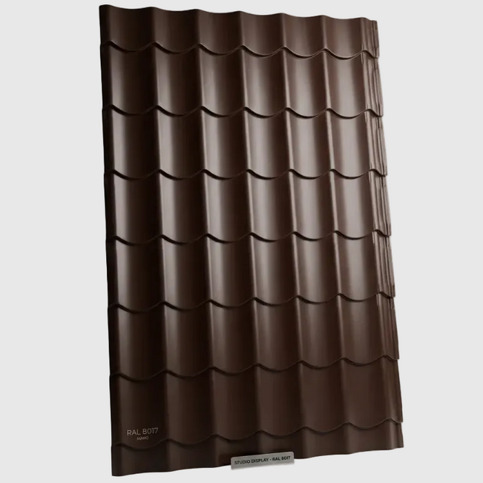 Tabla tigla Metalica maro ral 8017,   2.05/1.200 = 2.46MP  0.40 grosime( PRET 0.50MP - 14.45 Ron)