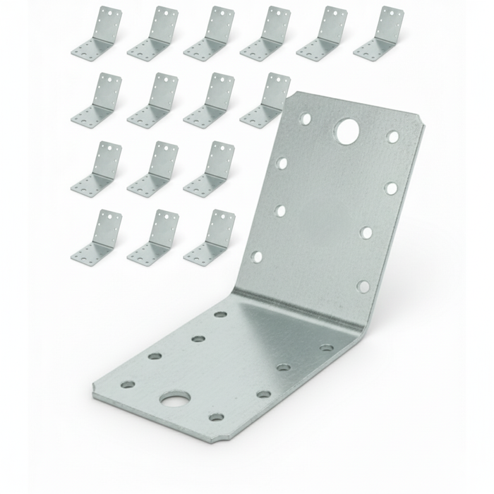 Set 10 colțare perforate pentru lemn Vinclu, Montana, 135 grade, zincat, 90 x 90 x 65 mm (grosime 2)