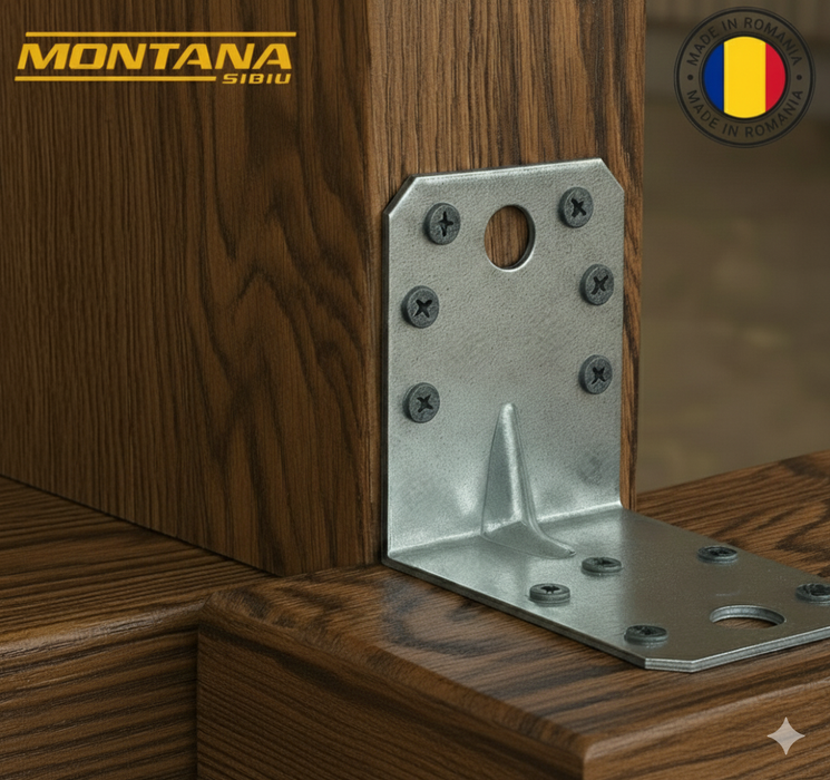 Set 10 colțare perforate pentru lemn Vinclu, 90 grade, tip 4n, zincat, 70 x 70 x 55 mm ( grosime 2 )