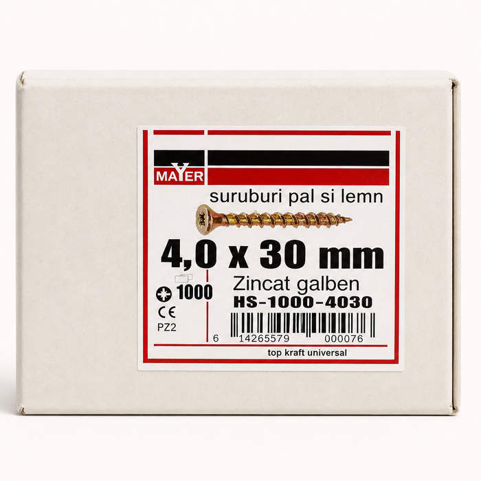 suruburi pal si lemn 4,0 x 30 mm zincat galban ( 1000 buc )