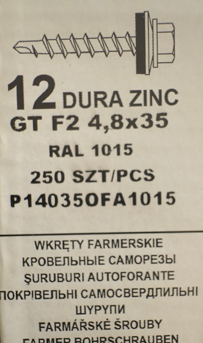 set 250 Surub autoforant pentru tigla metalica/tabla GT F2 4,8×35 RAL 1015  P140350FA1015