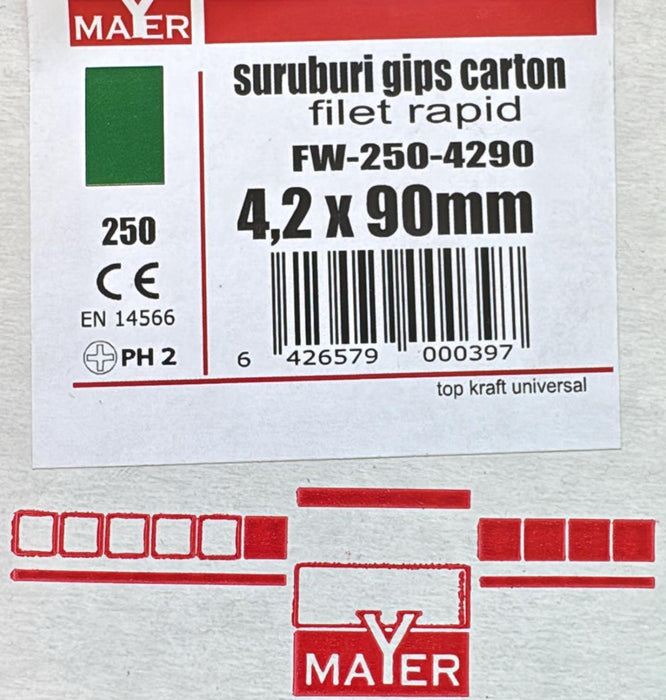 Șuruburi gips-carton Filet rapid 4.2x90 (250 buc)