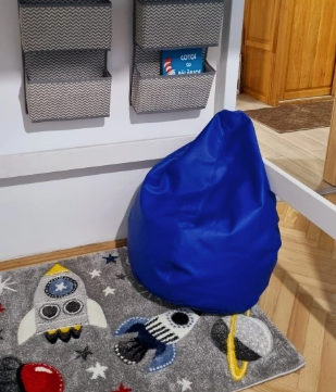 Fotoliu beanbag pentru Copii, tip para, albastru, umplut cu perle din polistiren, utilizabil in interior/exterior, husa detasabila, Bean Bag Montana