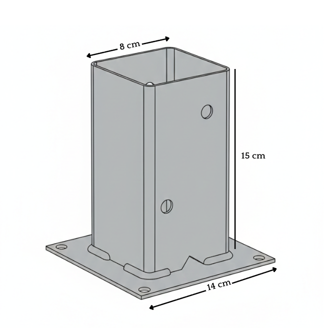 Suport metalic pentru stâlpi din lemn  80x80 mm (8x8 cm)
