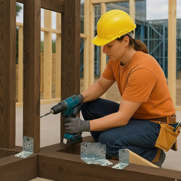 Set 10 simplu colțare perforate pentru lemn Vinclu, Montana, 90 grade, zincat, 70 x 70 x 54 mm (grosime 2)