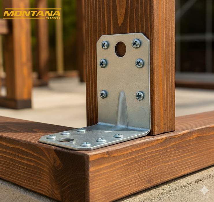 Set 10 colțare perforate pentru lemn Vinclu, 90 grade, tip 4n, zincat, 70 x 70 x 55 mm ( grosime 2 )