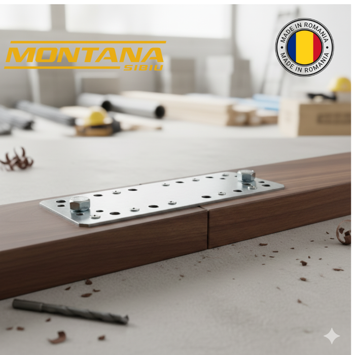 Set 50 Plăci perforate pentru îmbinare lemn, Montana, zincat, 140 x 54 mm (𝗚𝗿𝗼𝘀𝗶𝗺𝗲  𝟮𝗺𝗺 )