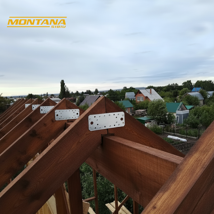 Set 10 Plăci perforate pentru îmbinare lemn, Montana, zincat, 180 x 65 mm (grosime 2)