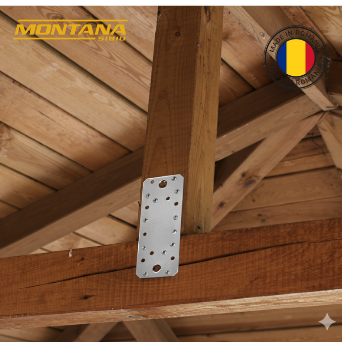 Set 10 Plăci perforate pentru îmbinare lemn, Montana, zincat, 210 x 90 mm (grosime 2)