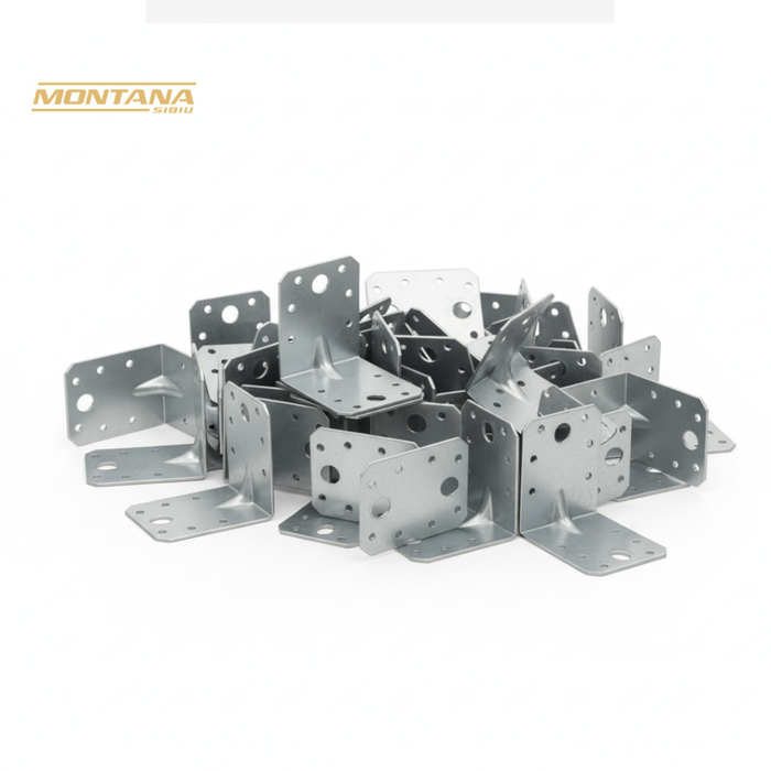 Set 50 colțare perforate pentru lemn Vinclu, 90 grade, tip 4n, zincat, 70 x 70 x 54 mm (𝗚𝗿𝗼𝘀𝗶𝗺𝗲  𝟮𝗺𝗺 )
