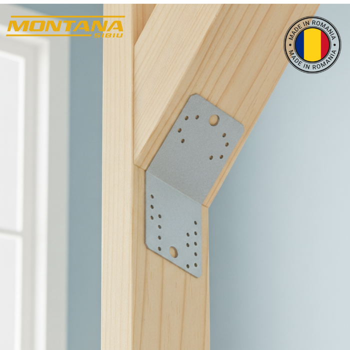 Set 10 colțare perforate pentru lemn Vinclu, Montana, 135 grade, zincat, 105 x 105 x 90 mm  (grosime 2)