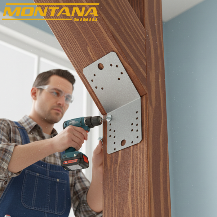 Set colțar perforat pentru lemn Vinclu, Montana, 135 grade, zincat, 70 x 70 x 54 mm (𝗚𝗿𝗼𝘀𝗶𝗺𝗲  𝟮𝗺𝗺 )