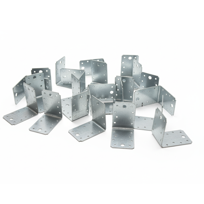 Set  simplu colțare perforate pentru lemn Vinclu, Montana, 90 grade, zincat, 90 x 90 x 65 mm (𝗚𝗿𝗼𝘀𝗶𝗺𝗲  𝟮𝗺𝗺 )