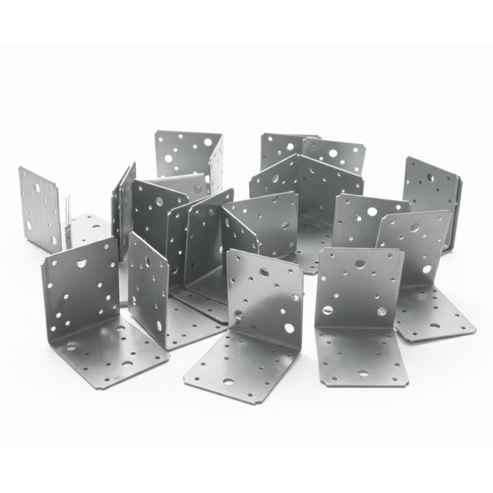 Set simplu colțar perforat pentru lemn Vinclu, Montana, 90 grade, zincat, 105 x 105 x 90mm  (𝗚𝗿𝗼𝘀𝗶𝗺𝗲  𝟮𝗺𝗺 )