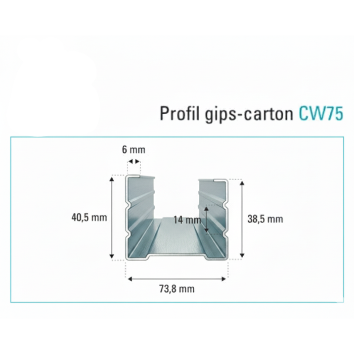 Set 8 buc, Profil Gips Carton CW 75 0.46/4m, zincat, Montana