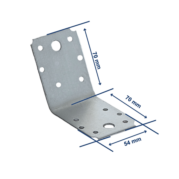 Set 10 coltar perforat pentru lemn Vinclu, Montana, 135 grade, zincat, 70 x 70 x 54 mm (𝗚𝗿𝗼𝘀𝗶𝗺𝗲  𝟮𝗺𝗺 )