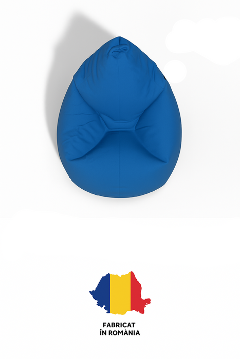Puff fotel, körte típusú, kék, polisztirol gyöngyökkel töltve, levehető huzat, Babzsák Montana