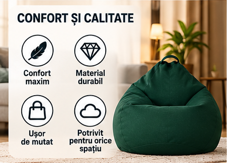 Set 3 Fotolii Puf – Ofertă 1+2, Confortabile, Ușoare și Practice pentru Casă