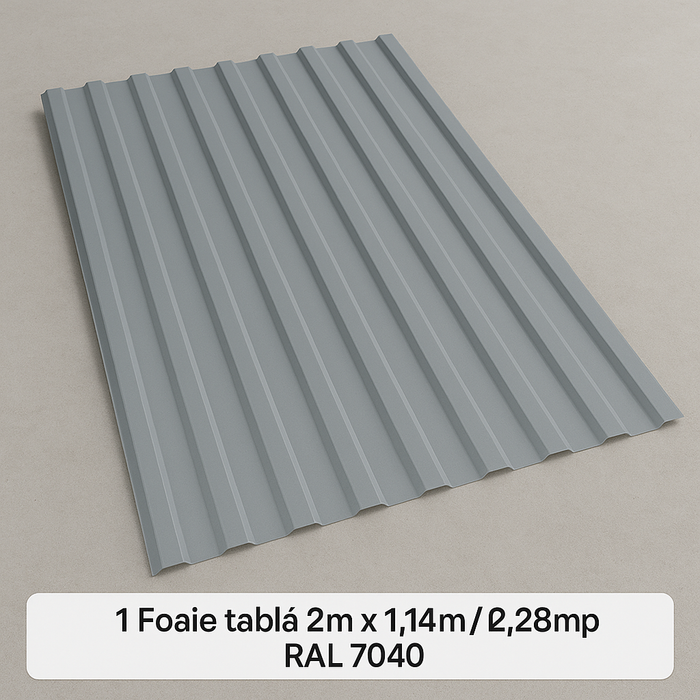 1 Foaie tabla 2m x 1,14m/2.28mp RAL-7040( Grosime=0.65m)