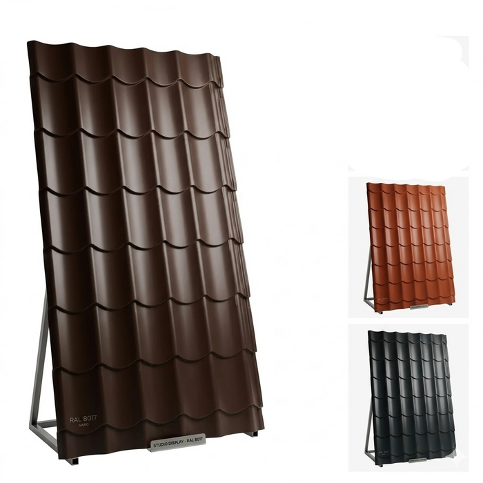 Tabla tigla Metalica maro ral 8017,   2.05/1.200 = 2.46MP  0.40 grosime( PRET 0.50MP - 14.45 Ron)